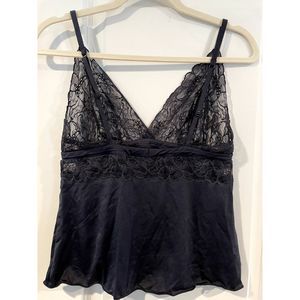 Victoria's Secret Angel Black Lace with sequins and Satin camisole size Medium